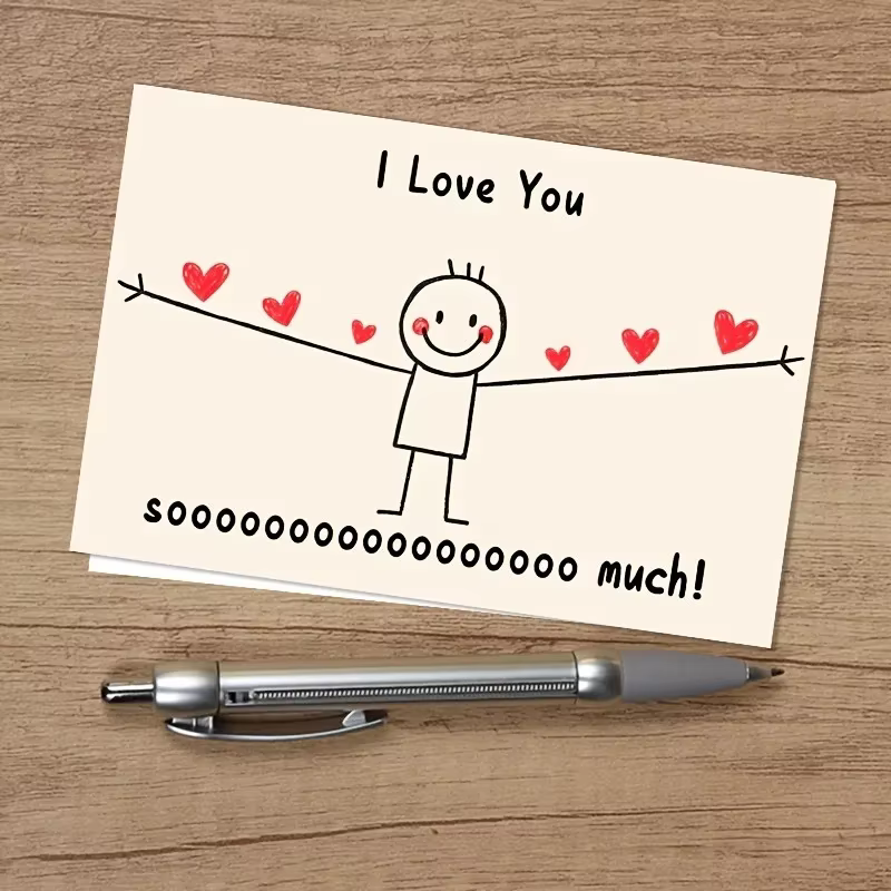 1 carte d'amour en papier pour la Saint-Valentin, idéale pour les cartes vierges à écrire soi-même, adaptée aux couples et aux familles