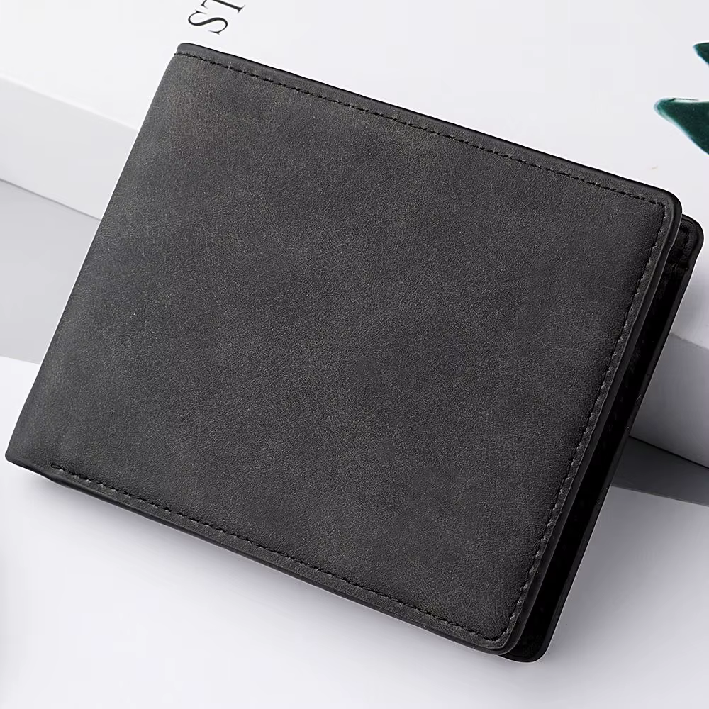 Portefeuille pliable en cuir PU pour homme, porte-monnaie de grande capacité, fente multi-cartes, court, mode