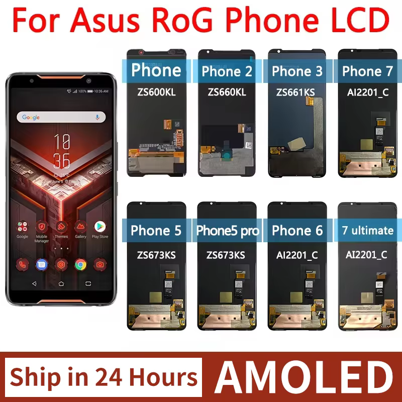AMOLED ROG série écran pour ASUS ROG téléphone 1 2 3 5 5S 5S Pro 5 Pro 6 6 Pro 7 7 Ultimate LCD