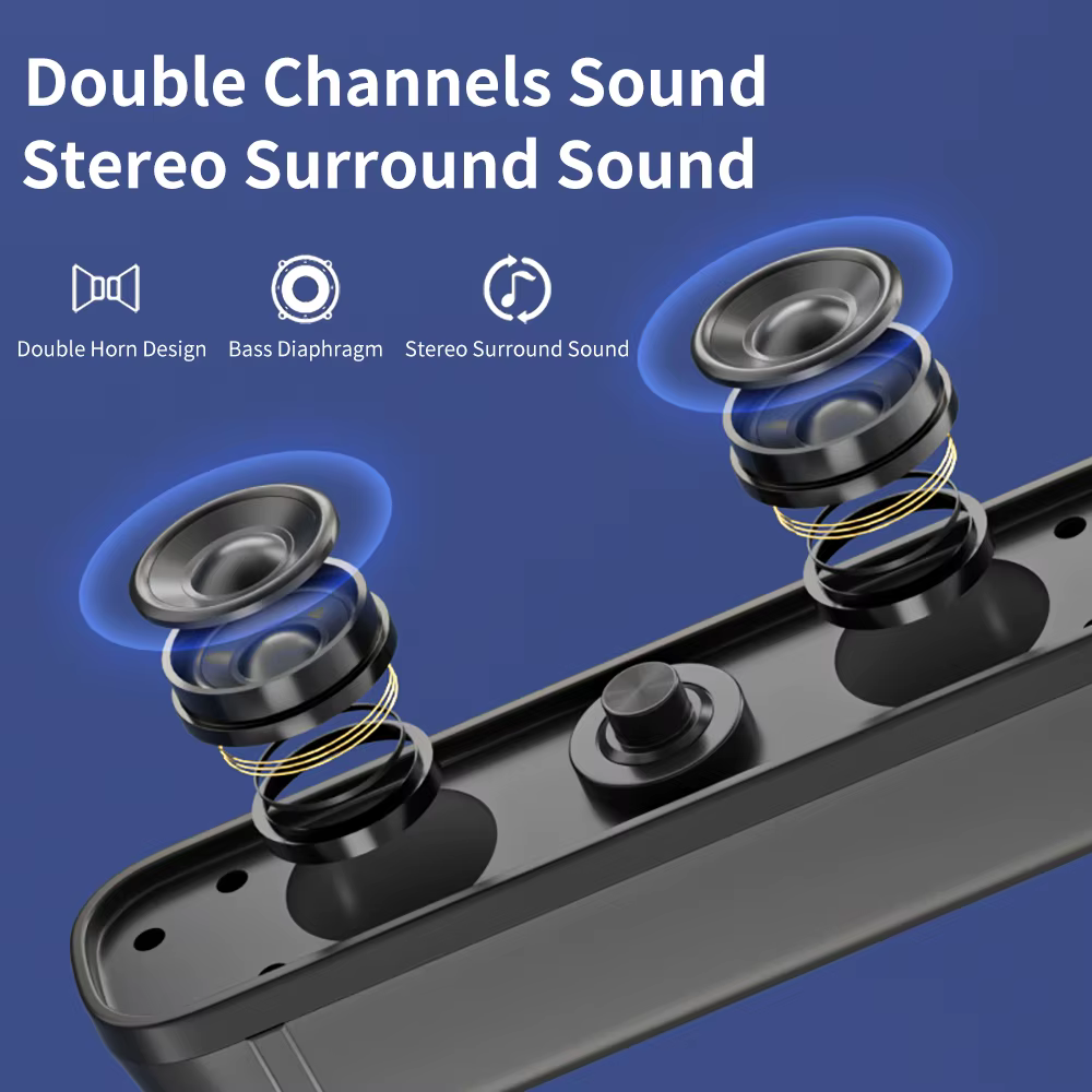 COOMAER Surround ordinateur de bureau haut-parleur maison stéréo 3.5Aux USB système de barre de son
