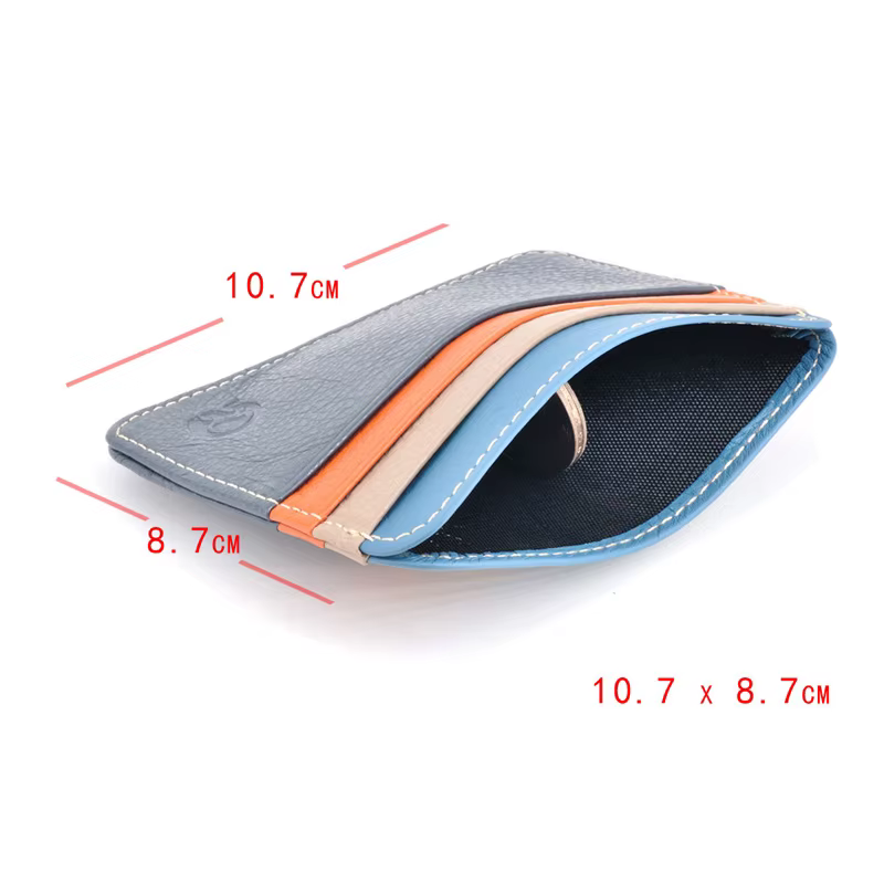 Porte-cartes en cuir véritable – Portefeuille fin pour cartes d'identité/banque/crédit, étui Compact pour cartes d'argent et de Bus (Protection RFID)