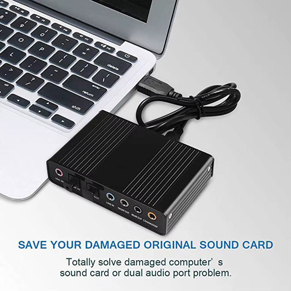 Carte son USB externe 5.1 à 6 canaux pour PC portable adaptateur Surround de bureau