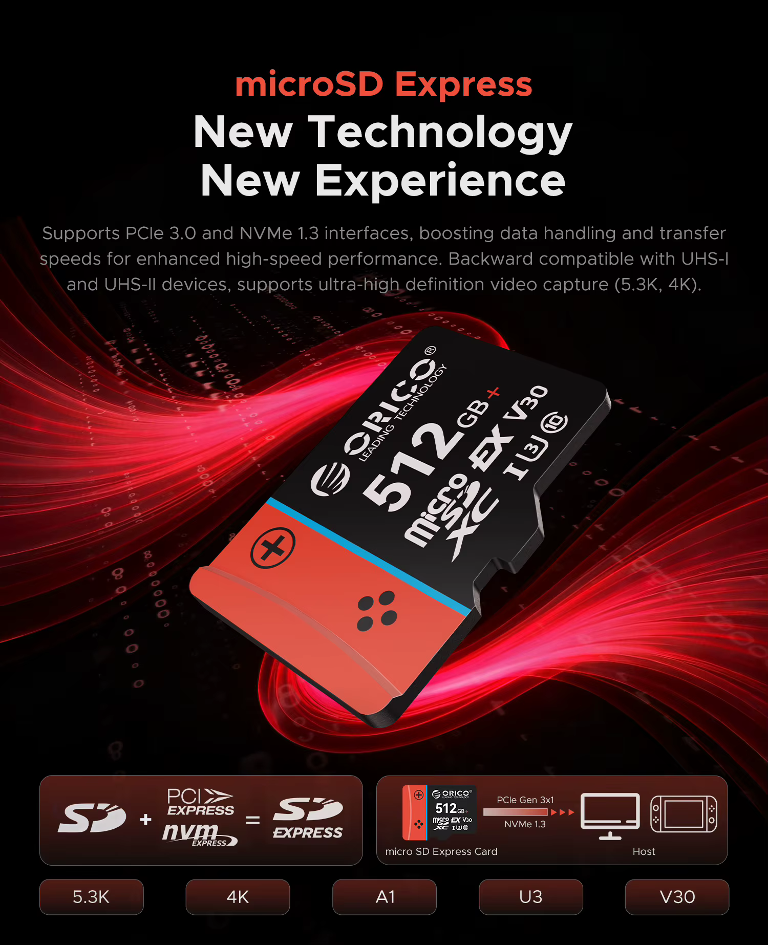 Carte microSD Express ORICO pour Switch UHS-I
