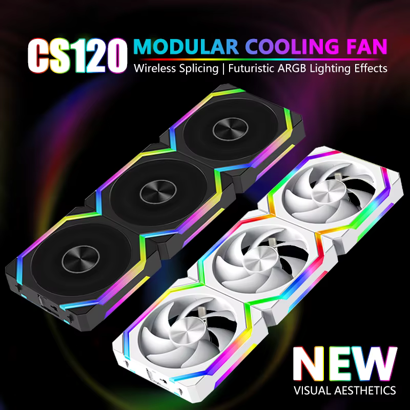 JUMPEAK CS120 ARGB ventilateur de refroidissement 360mm 240mm épissage empilable modulaire PWM silencieux 120mm RGB ventilateurs pour boîtier PC de jeu refroidisseur d'eau