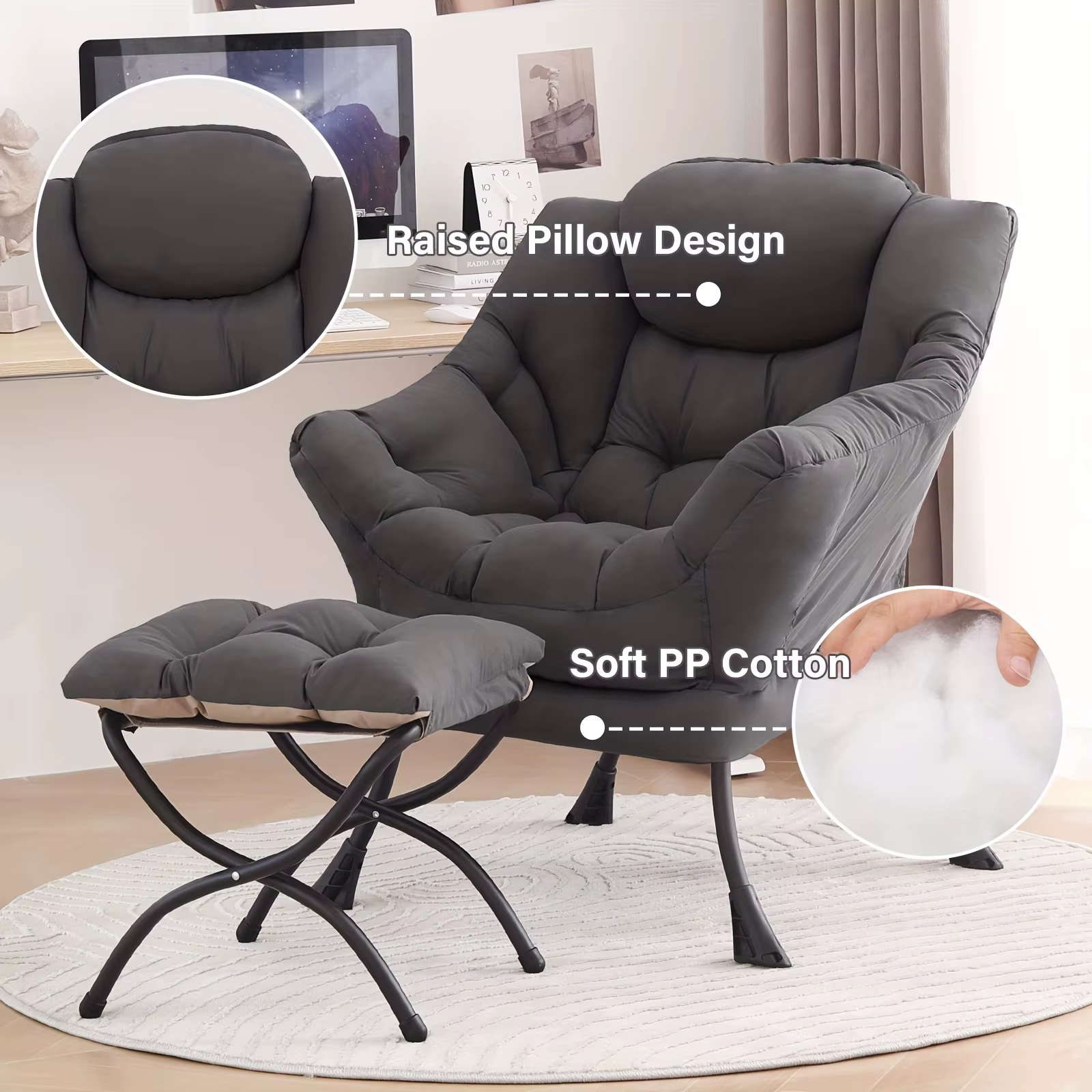 Fauteuil inclinable de style moderne Tita avec repose-pieds