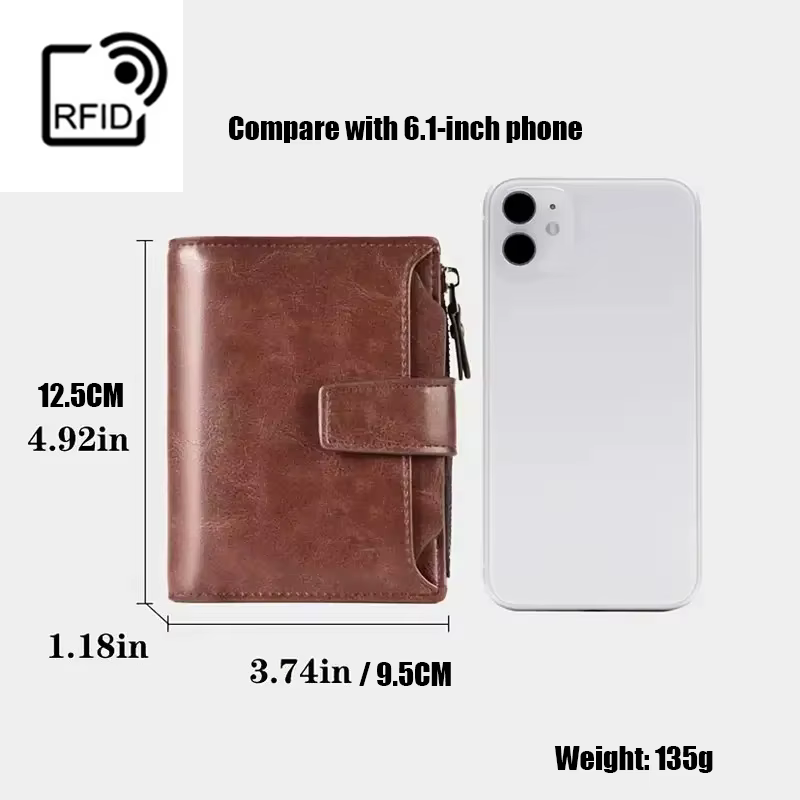Porte-monnaie homme portefeuille RFID antivol homme portefeuille en cuir fermeture éclair porte-carte de visite sac d'argent portefeuille homme