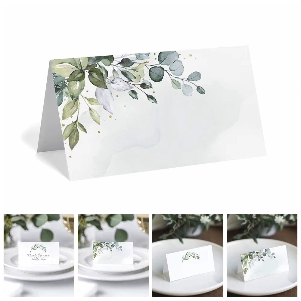 Cartes de place de table vierges, cartes de place de siège, nom de table alimentaire, cartes de place de mariage, décor de siège de fête, 50 pièces