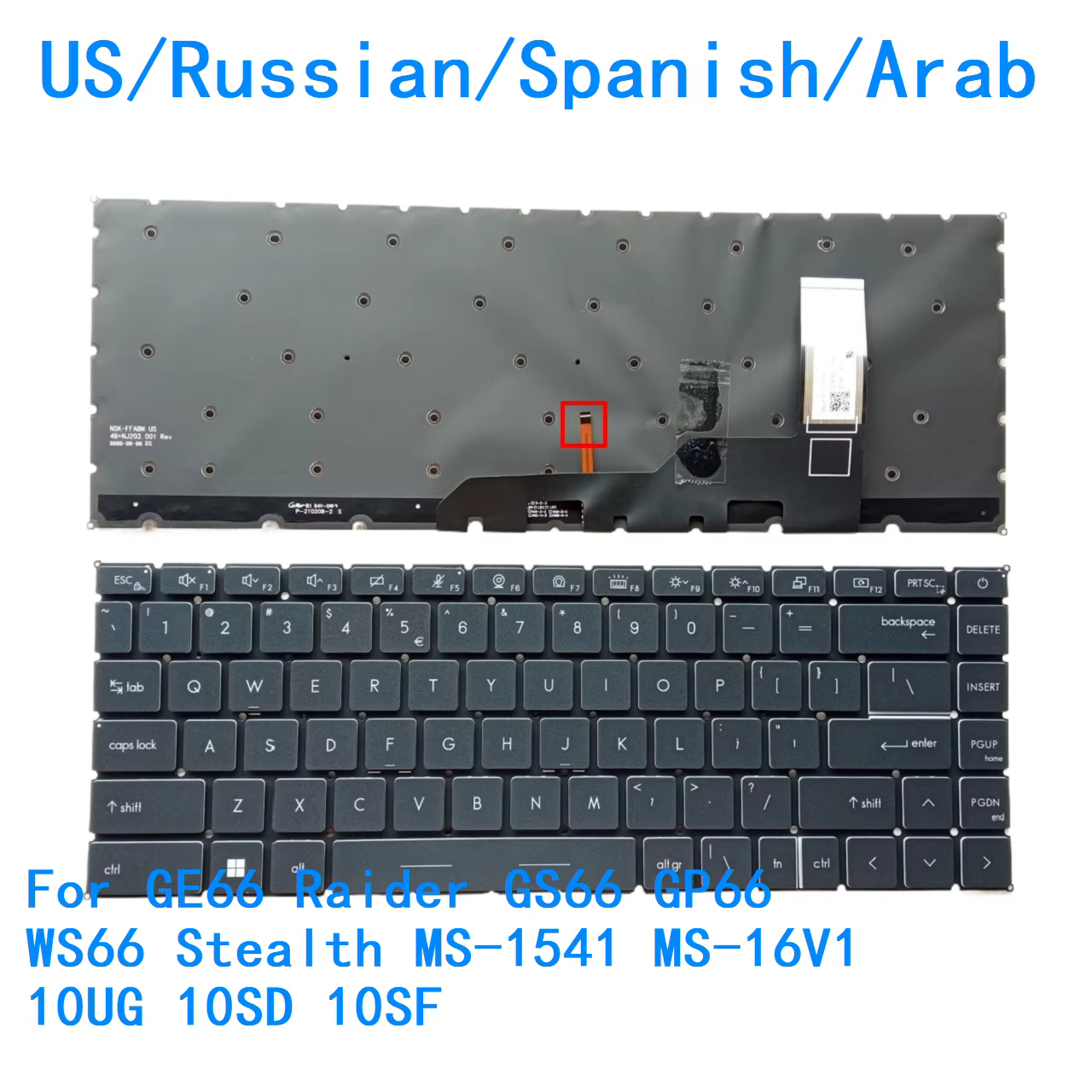 Nouveau clavier RGB de langue arabe russe espagnole américaine pour MSI GE66 Raider GS66 GP66 WS66 furtif MS-1541 MS-16V1 10UG 10SD 10SF