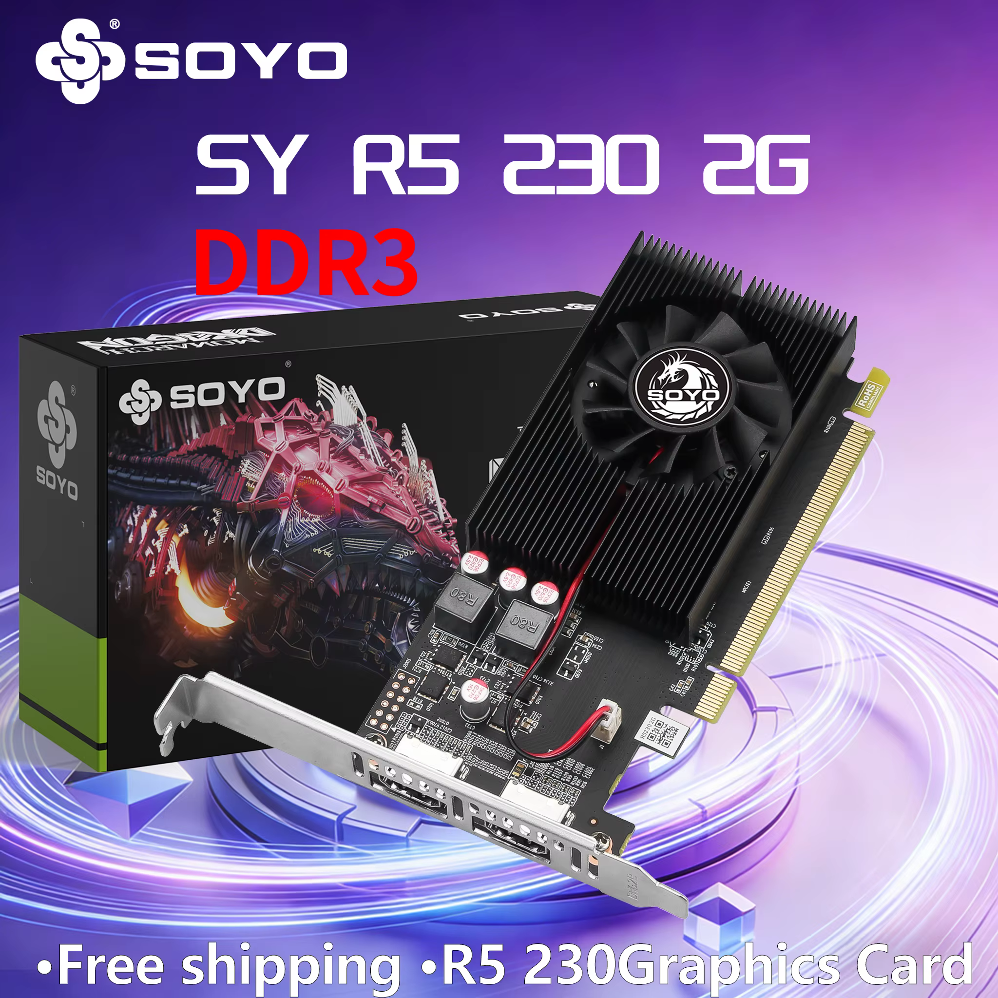 SOYO AMD R5 230 2GB GDDR3 carte graphique HDMIx2 64 bits pour ordinateur PC