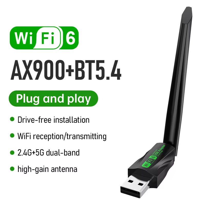 Carte Réseau Sans Fil WiFi 6 900M BT5.4 Double Bande 2.4G&5GHz USB 3.0 Adaptateur