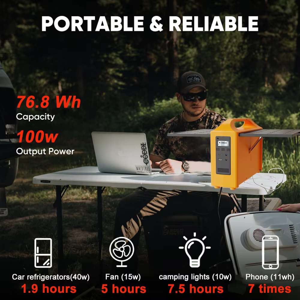 Station d'alimentation portable Gaiaray 100W 220V 110V, générateur solaire, alimentation de secours extérieure, LED avec panneau solaire pour le camping