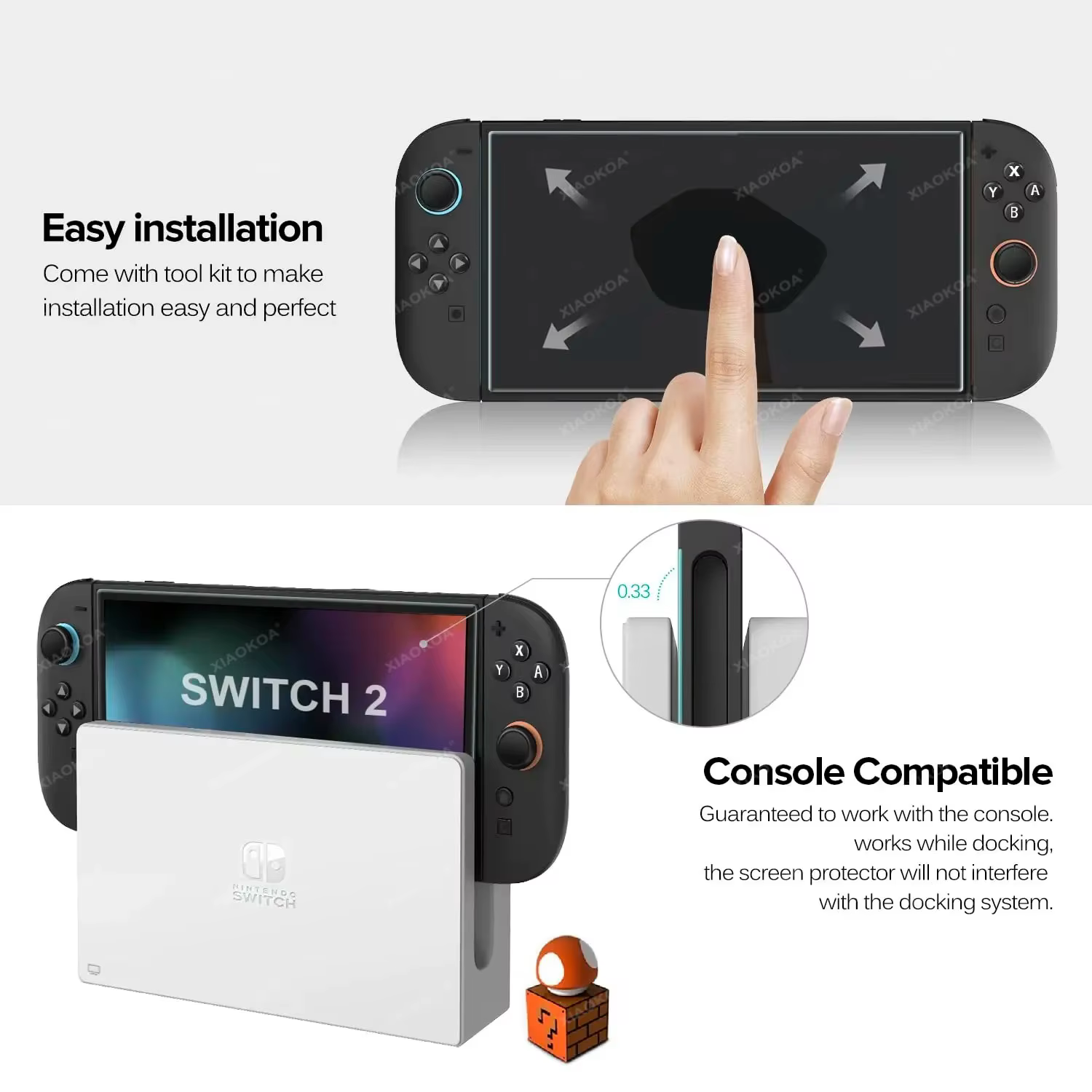 Protection d'écran en verre trempé HD NS2 pour Switch 2