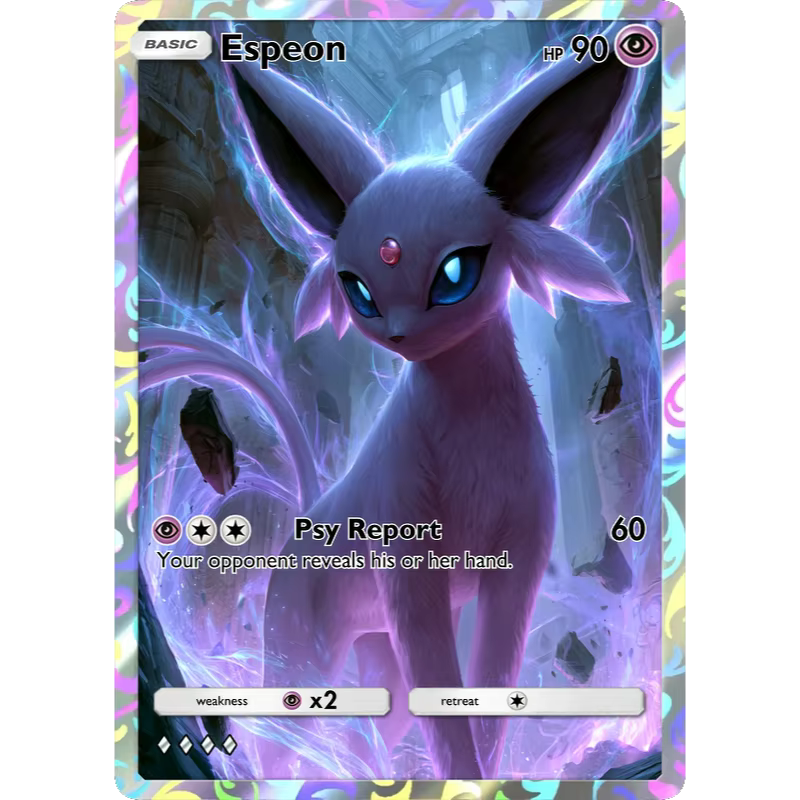 Cartes Pokémon Espeon PTCG holographiques, collection de cartes rares, Mewtwo, jeu de créativité, anime, cartes Pokémon Mewtwo brillantes, cadeau