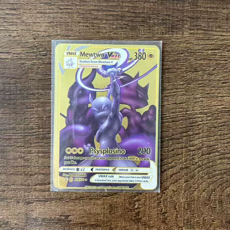 Cartes Métalliques Arceus Rayquaza Points, Cartes Super Métalliques Dorées Charizard, Cartes Anglaises Mewtwo Mega, Collection de Jeux Anime, Cadeau