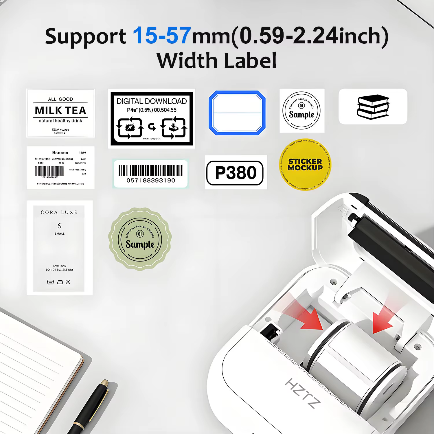 Imprimante d'étiquettes Bluetooth portable, imprimante thermique sans fil, imprimante d'autocollants sans encre pour la maison et le bureau, compatible iOS/Android