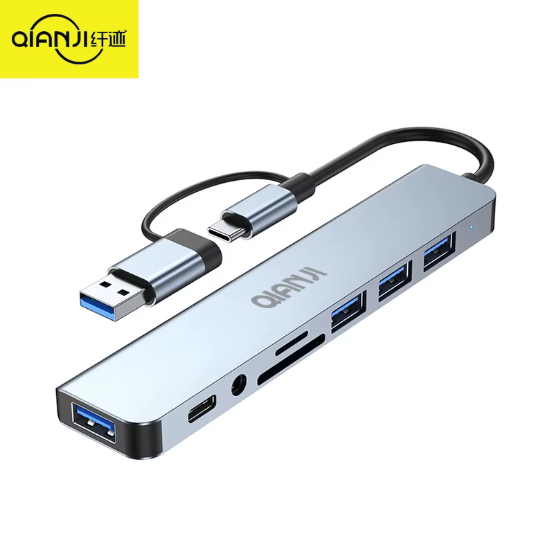 HUB USB 8 en 2 avec lecteur de carte répartiteur