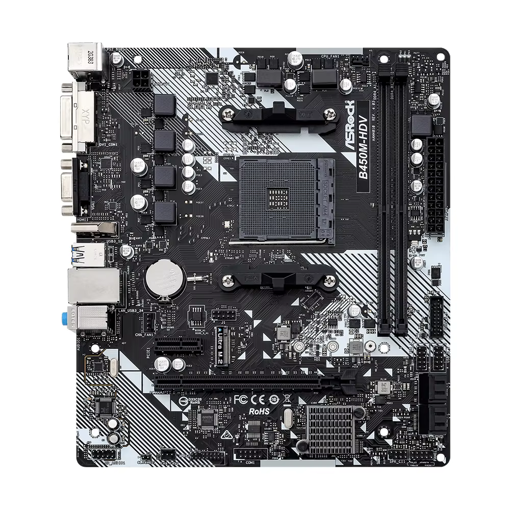Carte mère ASROCK B450M-HDV R4.0 prenant en charge les processeurs 5800X3D 5700X 5600X 5600G 1700X 2700X