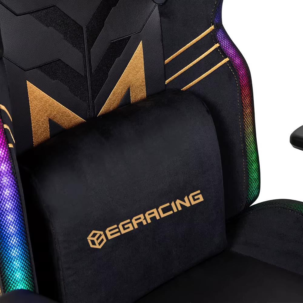 Chaise de bureau ergonomique de course et d'e-sport en cuir avec appui-tête pivotant