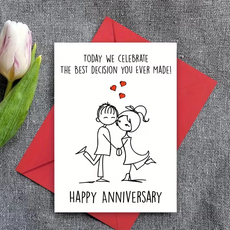 Carte d'anniversaire humoristique, impression couple « Meilleure décision jamais prise », carte de vœux douce et drôle pour partenaire