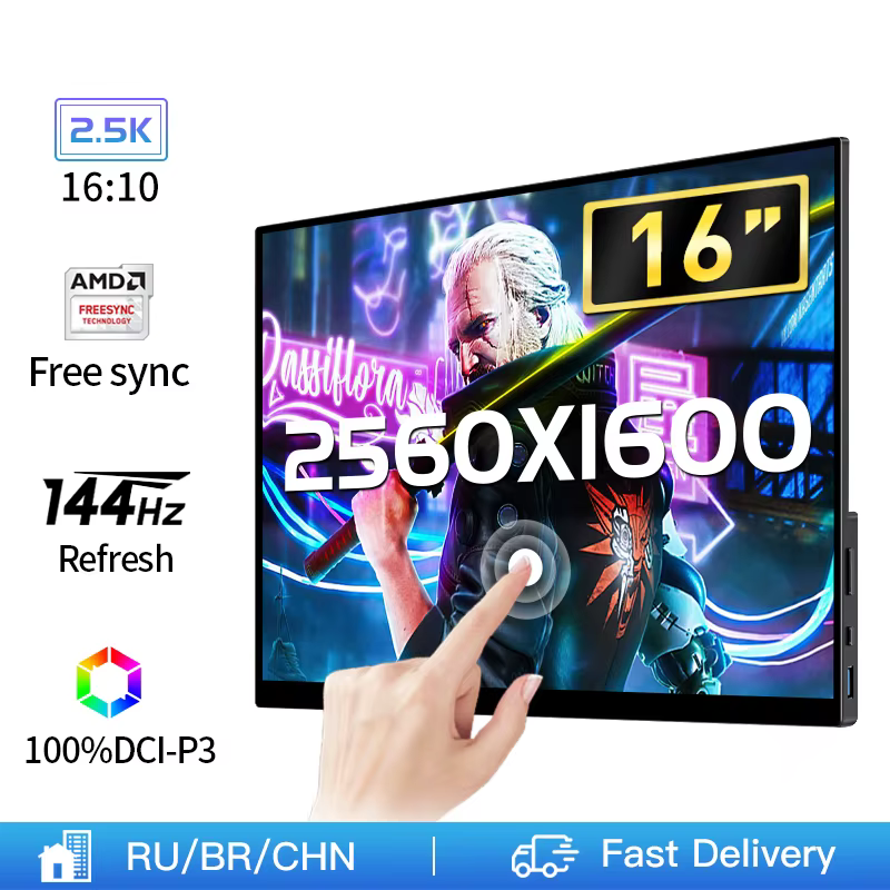 VCHANCE 16 ''2.5K 144hz moniteur Portable écran tactile 2560x1600p 16:10 550nit affichage de jeu pour PC ordinateur