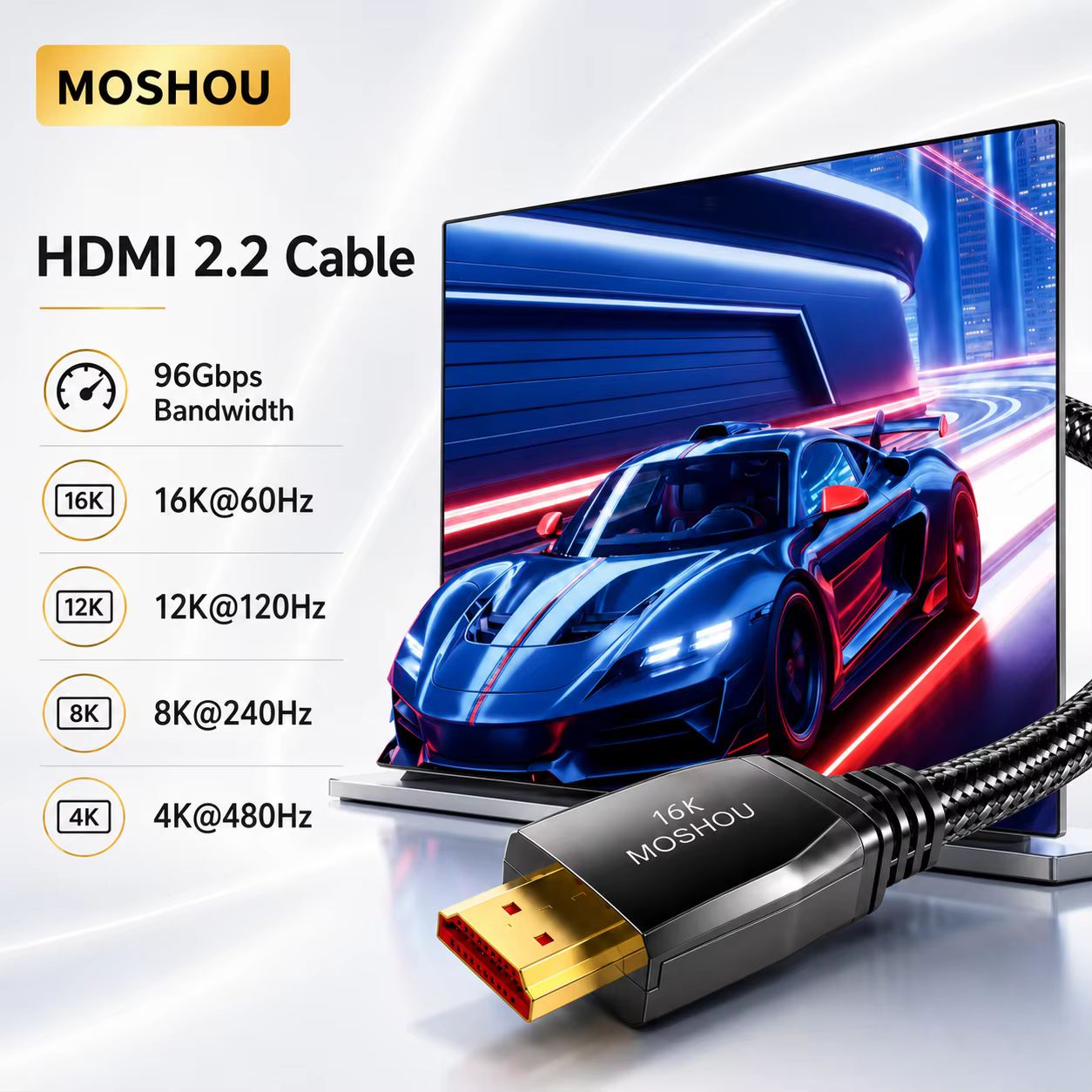 Câble HDMI 16K 2.2 4K@480Hz 12K@120Hz 96Gbps