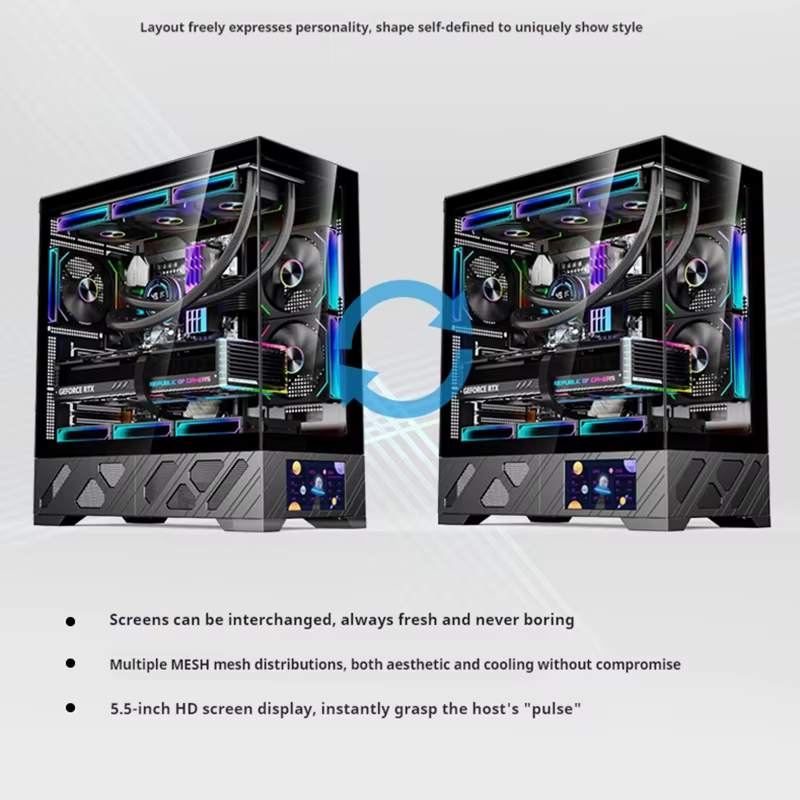 Boîtier PC ATX WJCOOLMAN Millennium avec écran/affichage numérique