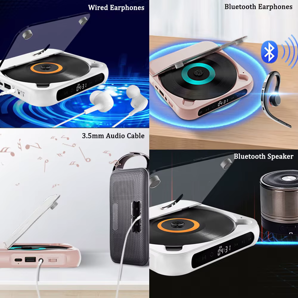 Lecteur de CD de musique Portable avec 5 Modes de lecture, Mini baladeur CD pour étudiants hommes femmes, écran tactile, écouteurs Bluetooth, livraison directe