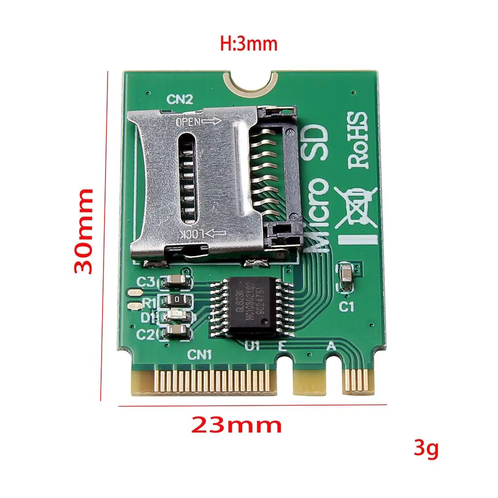 M2 NGFF clé A.E emplacement WIFI vers Micro SD SDHC SDXC lecteur de carte TF