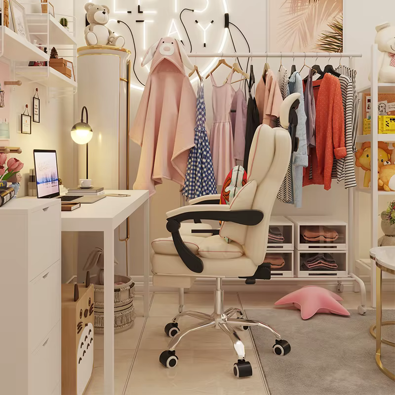 Chaise de Jeu Ergonomique Rose pour Chambre à Coucher