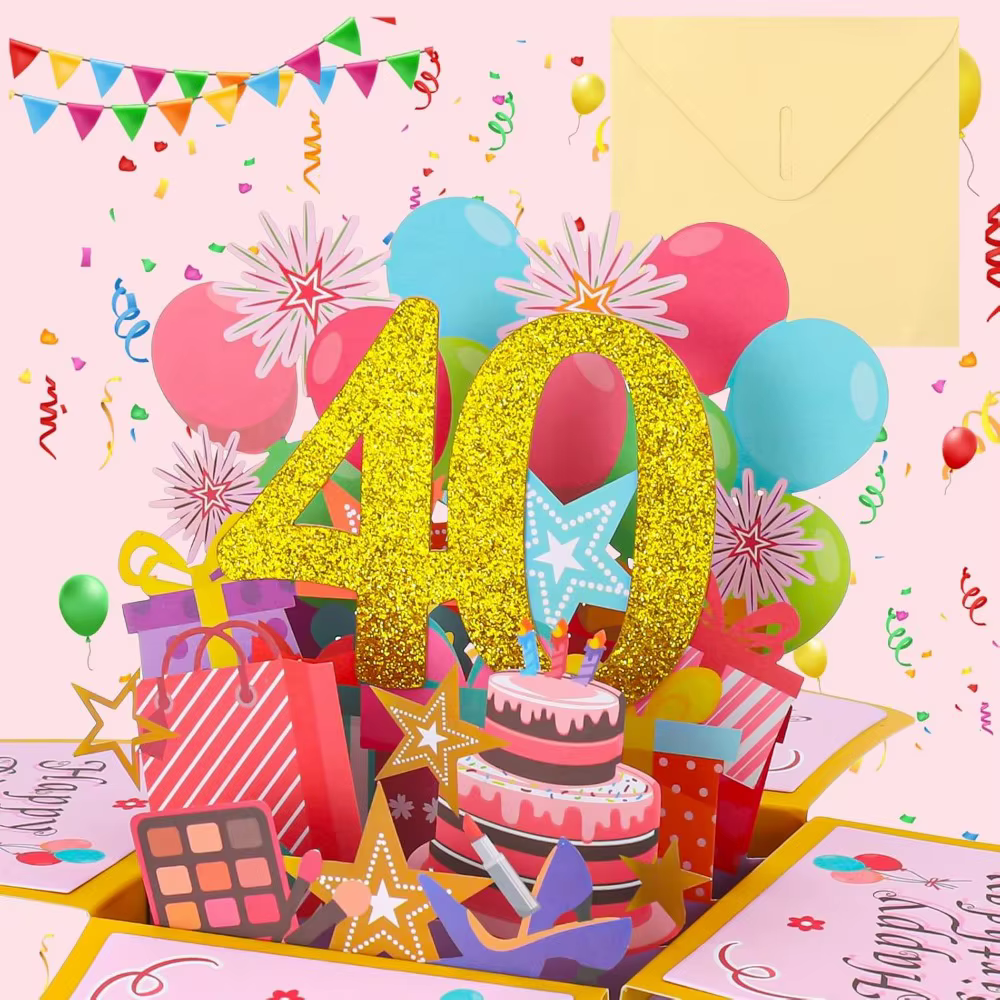 Carte de vœux joyeux anniversaire avec enveloppe, boîte-cadeau 3D, 18e/30e/40e50e/60e année, carte de Message de vœux d'anniversaire, cadeau de fête