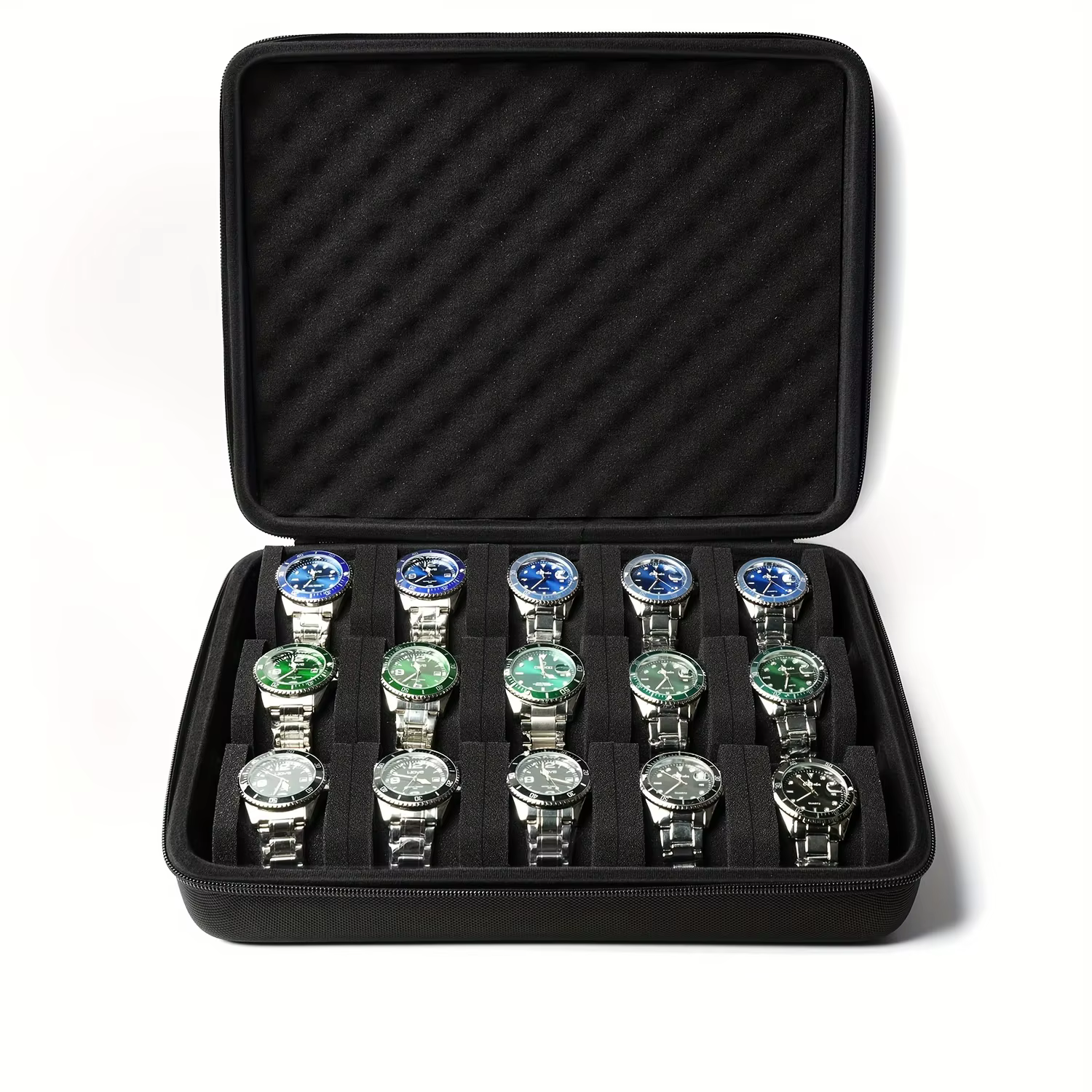 Boîte de montre 15 cartes, magasins 15 montres, adaptée aux montres grandes et petites, avec oreiller éponge antichoc, portable pour voyage