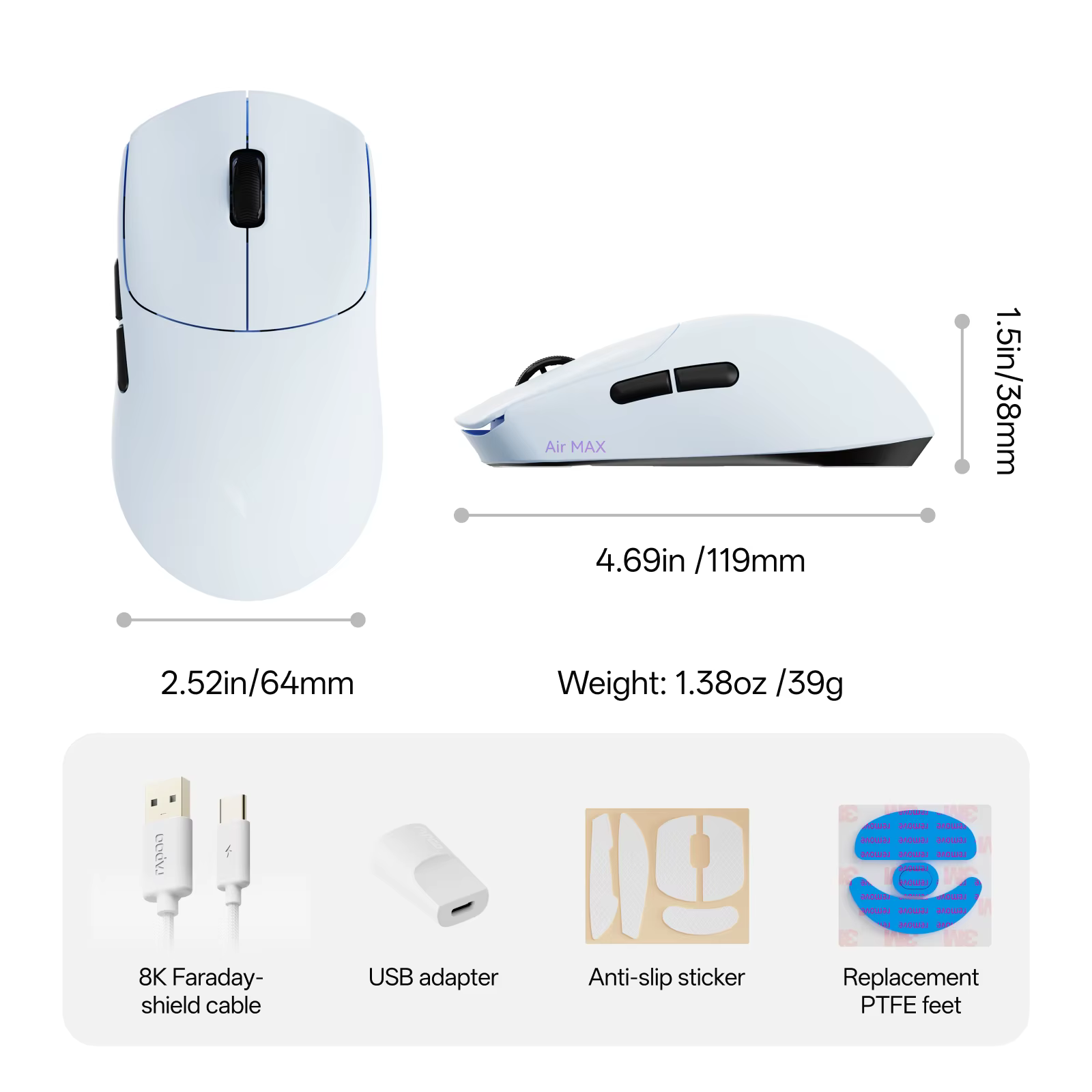 Souris de jeu sans fil Rapoo VT0 Air MAX