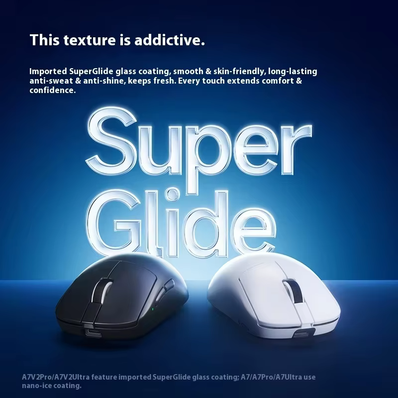 MCHOSE A7 V2 Ultra+ Souris de jeu sans fil tri-mode légère Paw3950 42000DPI 500MAh pour PC