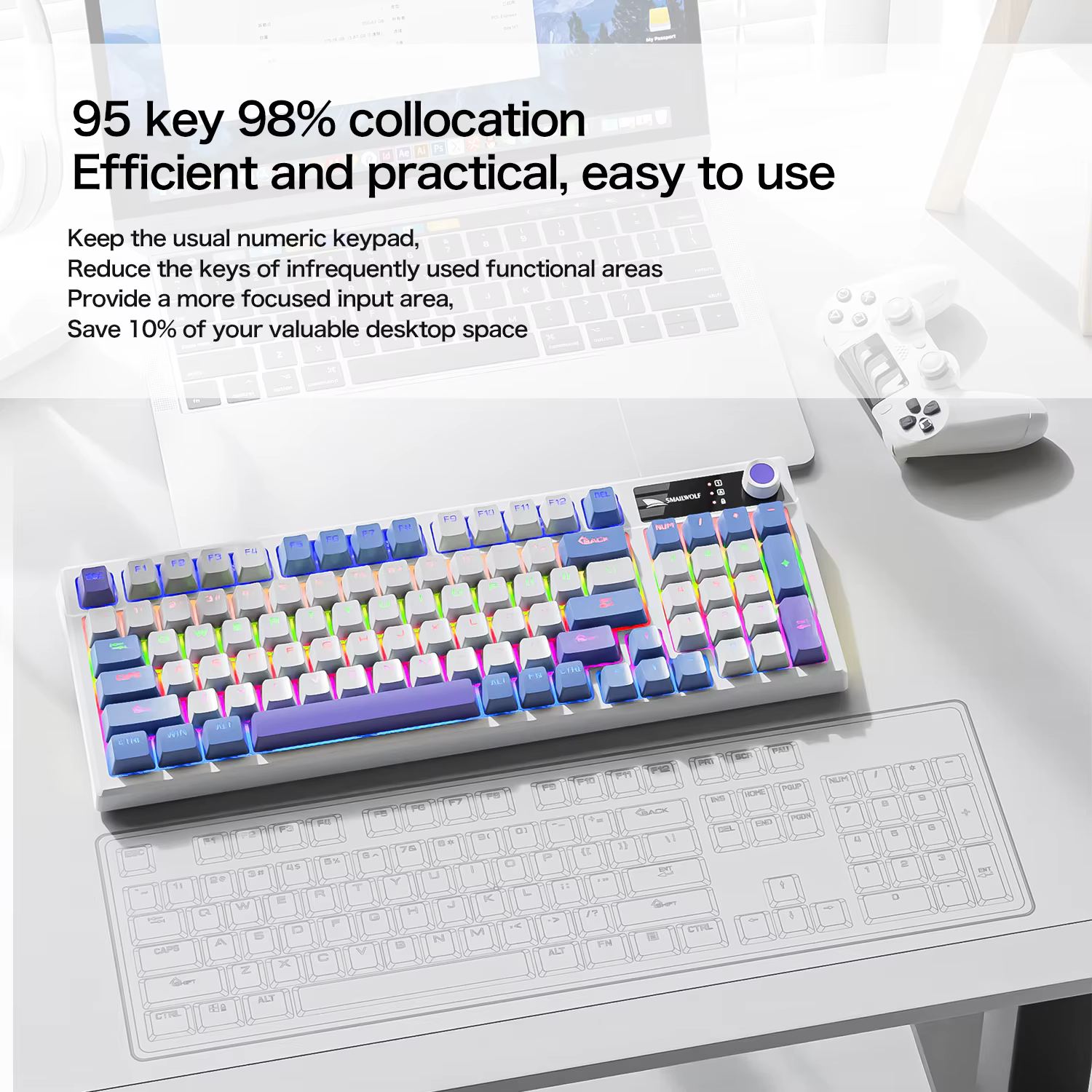 SMAILWOLF SK15 clavier mécanique filaire de jeu pour ordinateur portable retournement complet personnalisé en espagnol