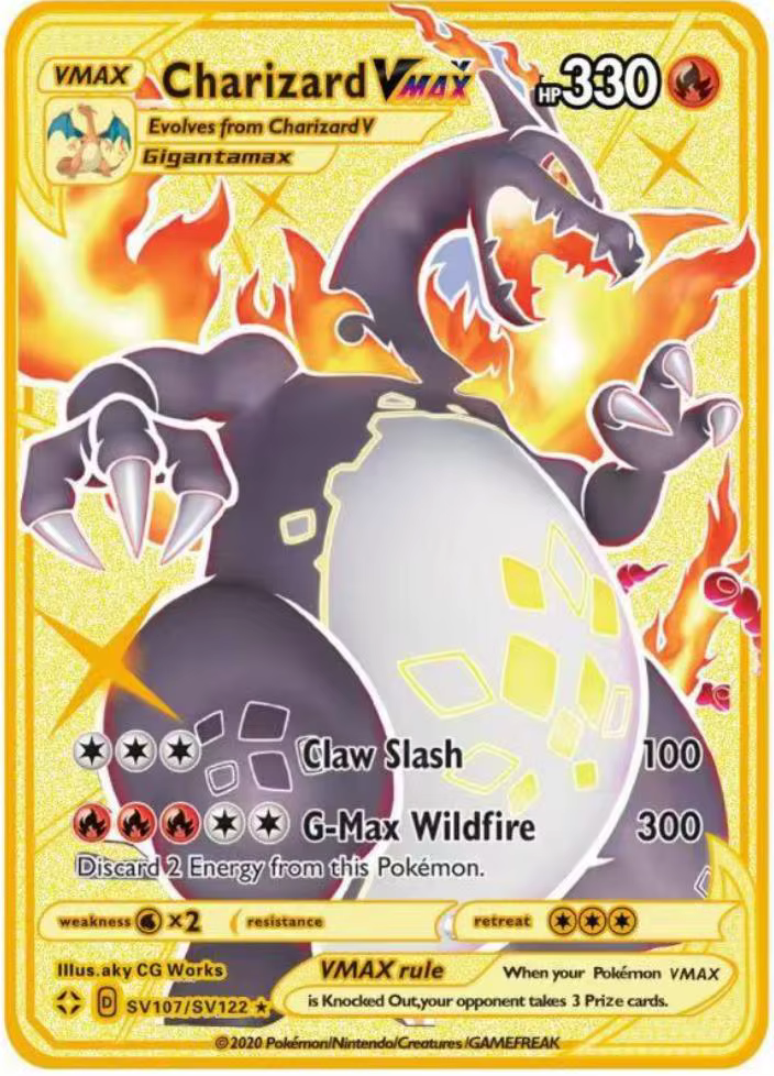 Cartes Pokémon Vmax Pokemon GX EV en anglais, carte métallique, anime Charizard Mewtwo Blastoise, lettres brillantes, collection de cartes de jeu, jouet pour enfant