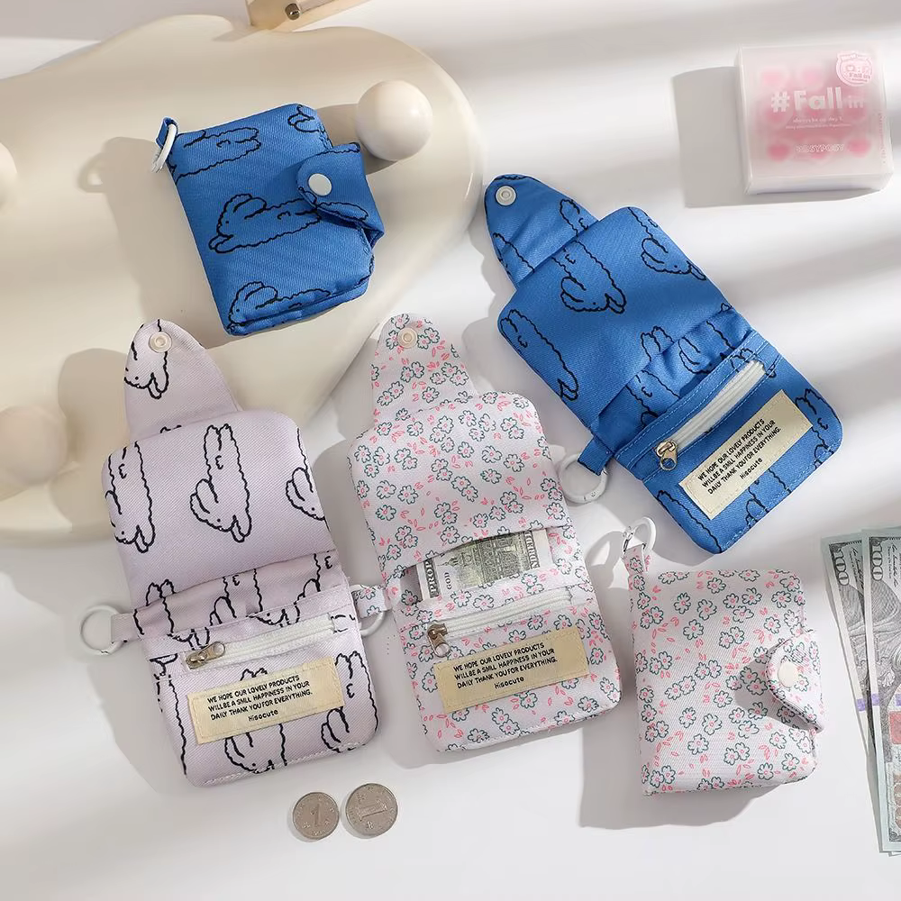 Simplicité florale mode coréenne portefeuille porte-carte étudiant porte-monnaie carte pour filles Portable mignon petit sac de rangement