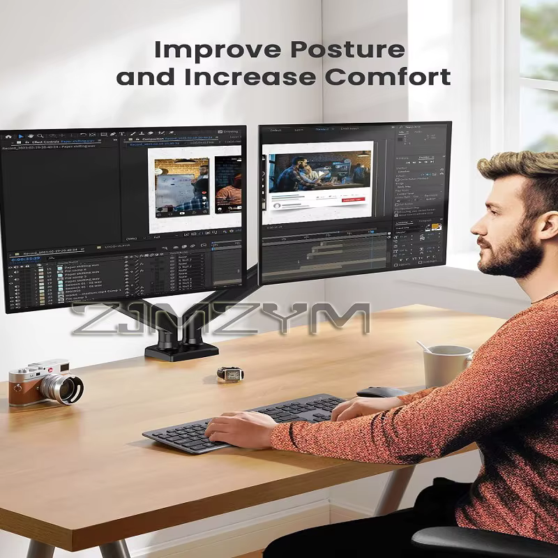 Support de moniteur double écran réglable de 32 pouces
