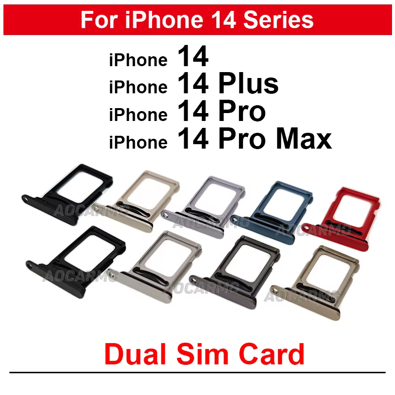 Support double carte SIM pour iPhone 14 Pro Max 14PLUS 14Pro 5G – Pièce de rechange pour emplacement de carte SIM