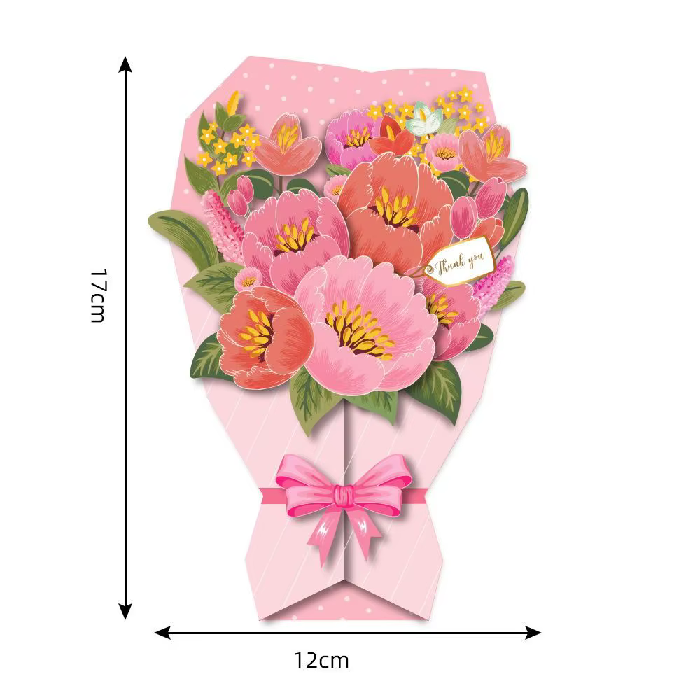 Carte de vœux 3D Fleurs en papier Tournesol/Rose/Œillet, Bouquet de fleurs artisanales, Carte de vœux DIY exquise pour Mariage