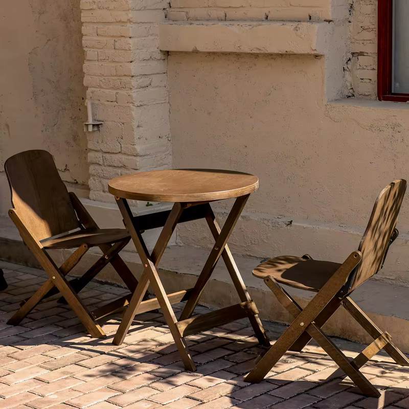 Table pliante Vintage en bois massif, Table basse pour salon, balcon, Table à thé, peu encombrante pour petits appartements, décoration de la maison