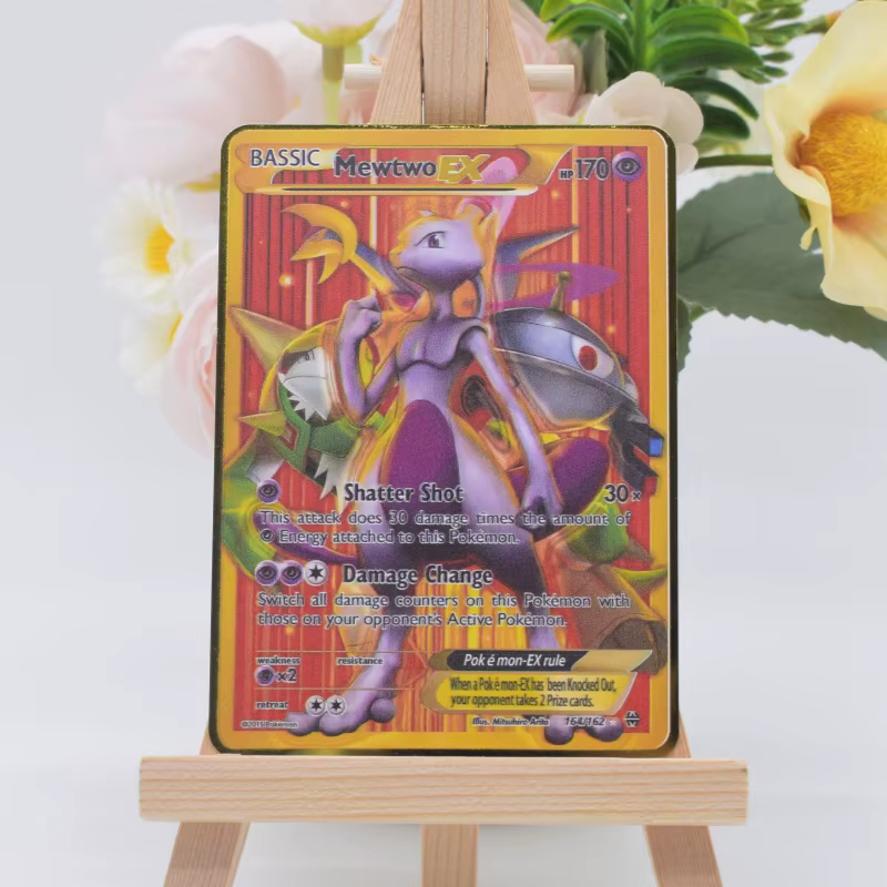 10000 Cartes Pokémon Métalliques Dorées DIY Vmax Arceus en Anglais avec Lettres Pokémon en Fer Pikachu Mewtwo GX Cadeau pour Enfants Carte de Collection de Jeu