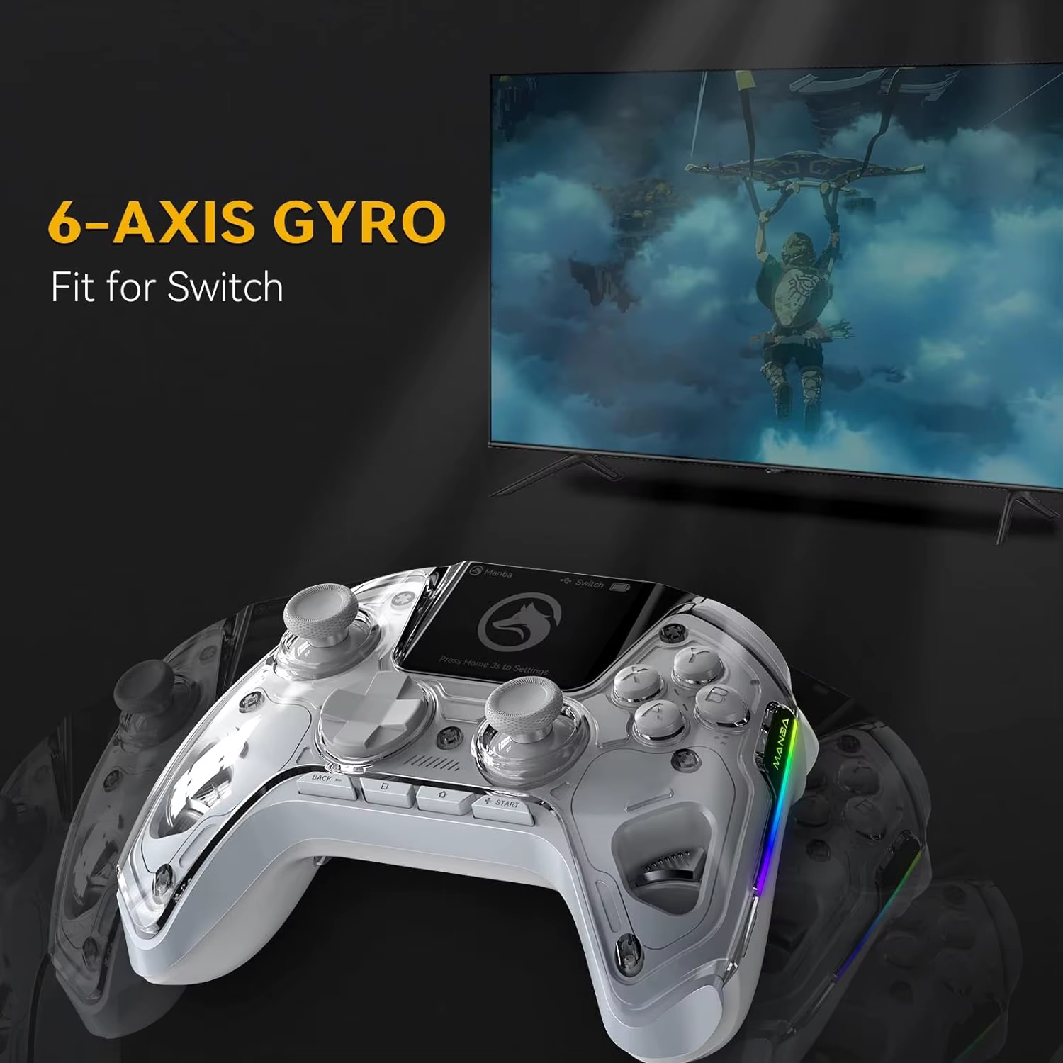 Manba One V2 contrôleur de jeu sans fil pour Switch/PC/iOS/Android effet Hall bâton lumière rvb 1800mAh avec station de chargement