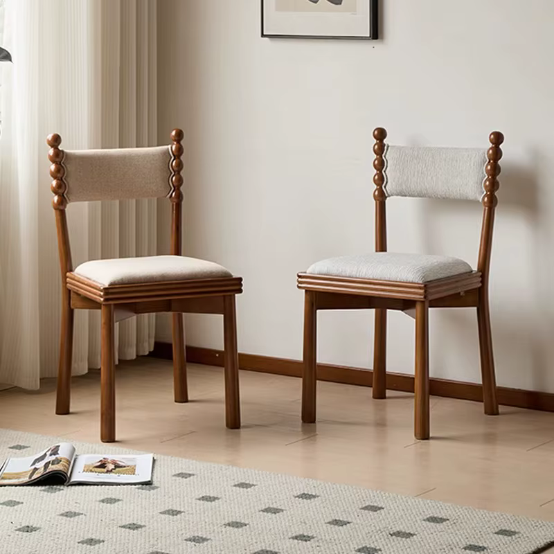 Chaise de salle à manger française Vintage, siège en bois massif, tabouret de salle à manger rétro pour la maison, siège à dossier rembourré pour cafés