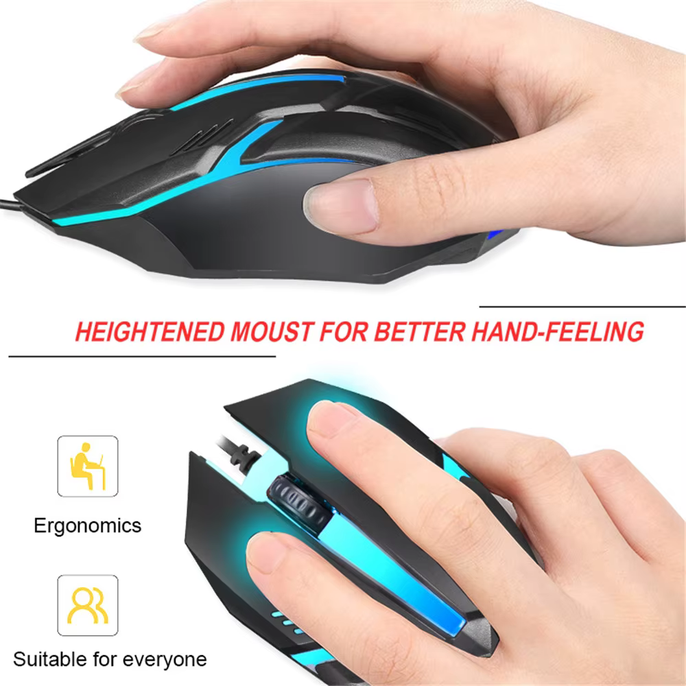 Souris de jeu filaire USB 5000 DPI 3 boutons silencieuse