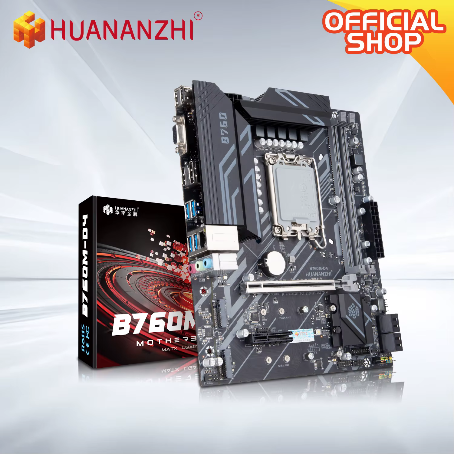 HUANANZBottles B760M D4-A M-ATX DDR4 Carte Mère Support 12 13 Isabel B760 Intel LGA 1700 CPU 12100F 12400F 12490F 12600F/12700F 13600F