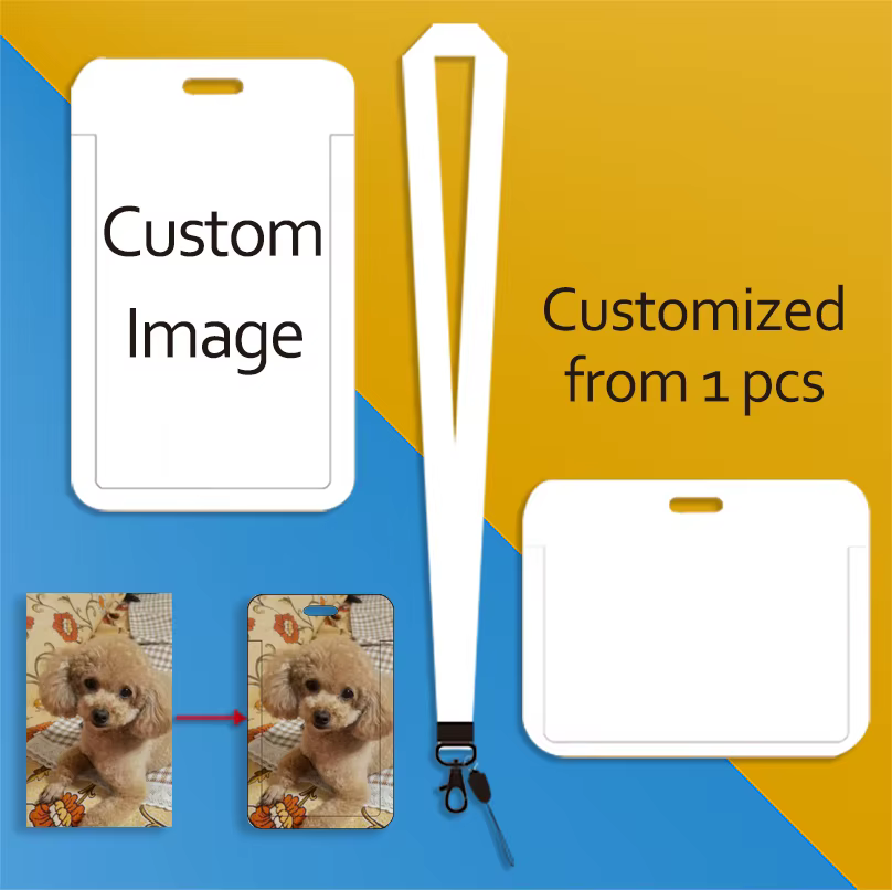 Porte-cartes d'identité d'impression haute définition, porte-badge personnalisé et à lanière en PVC, tailleur personnel, votre propre cadeau d'entreprise de photos personnalisé