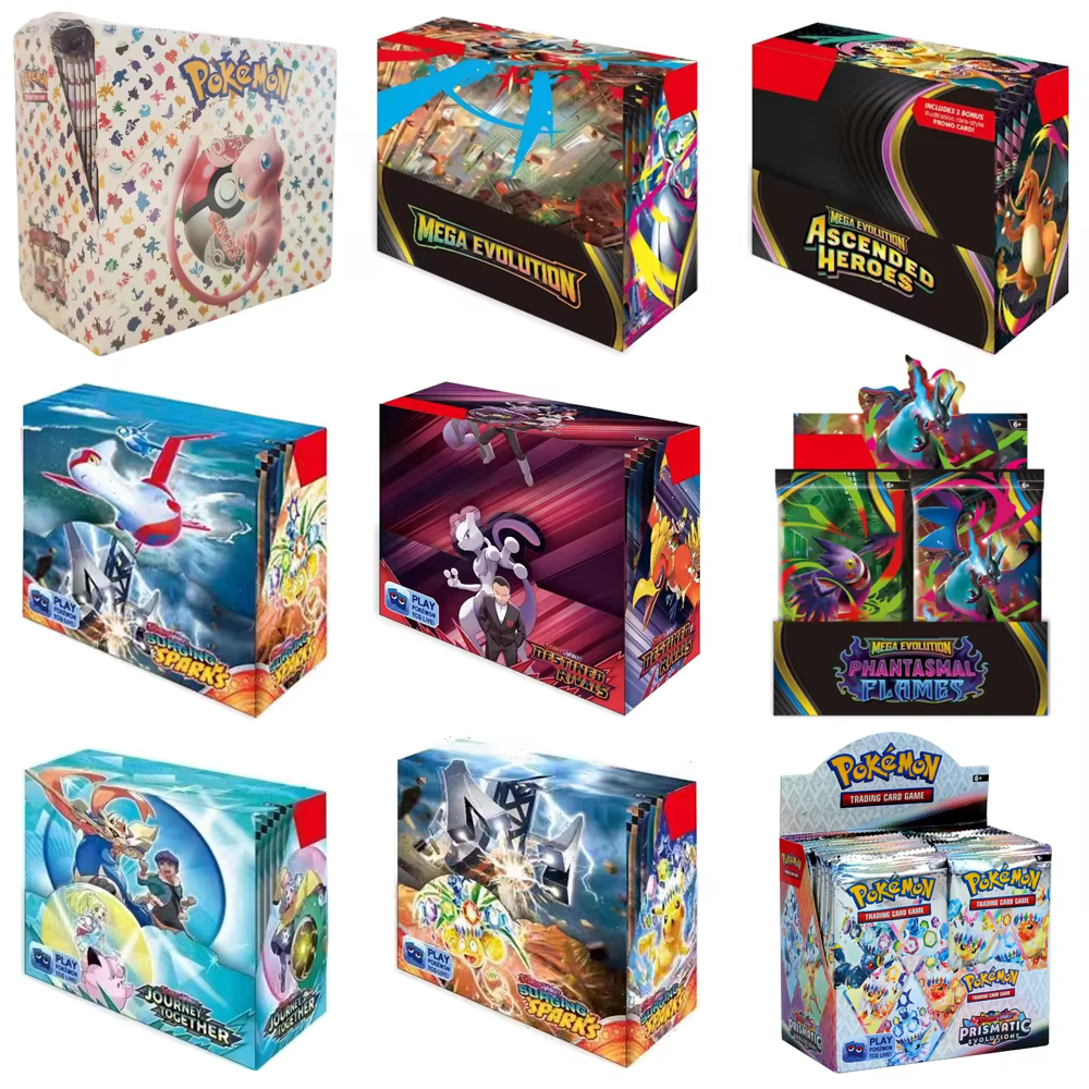 Cartes Pokémon PTCG, version américaine, ME02, booster pack, Phantasmal Flames, anglais, Charizard, ETB, collection, cadeaux