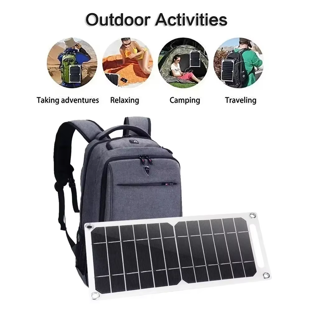 Panneau solaire portable 25-35W. Imperméable, pour la randonnée/camping en plein air. Banque de charge USB pour téléphone portable et chargeur de batterie.