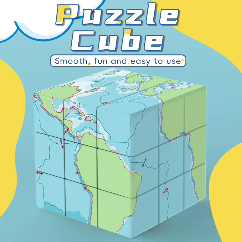 Cube de vitesse 3x3 avec cartes, collection de souvenirs de voyage, idée cadeau de vacances, casse-tête sur le thème des cartes