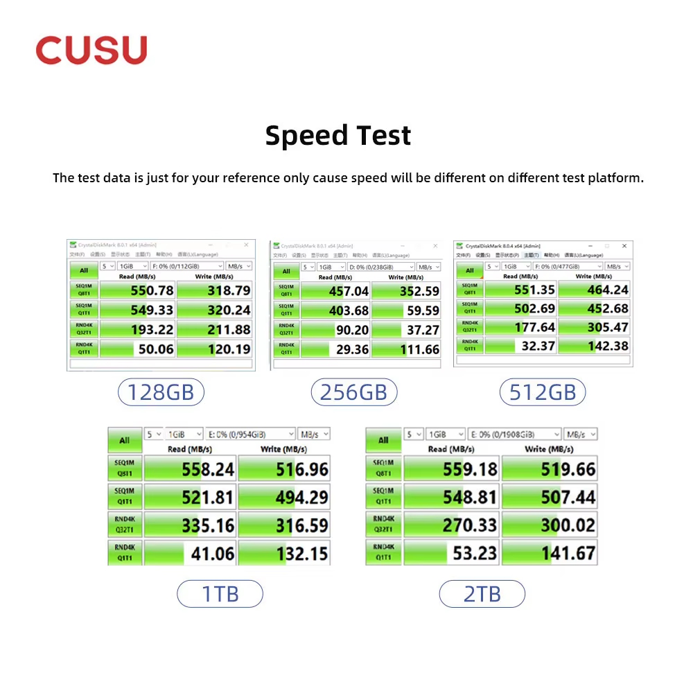 CUSU SSD 1 To 512 Go 256 Go 128 Go SATA3 Disque dur 2 To SSD SATA